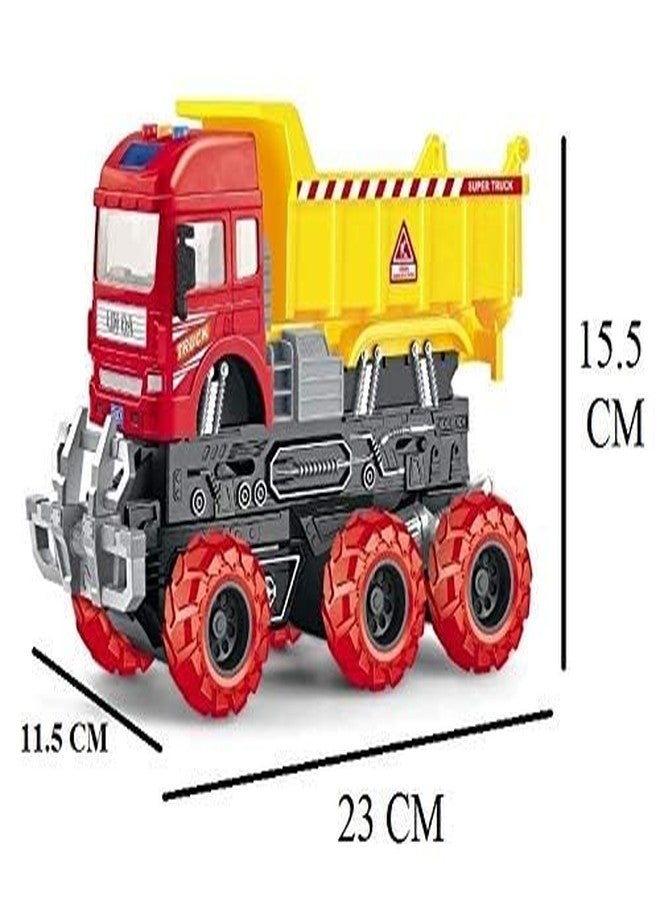Babelly Heavy Deformation Unbreakable Friction Powered Construction Truck 6x6 Wheel Dumper Truck Toys Sound and Light Effect Toy for 3+ Years Old Boys Girls - Image 2